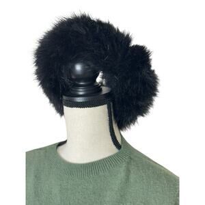 Parkhurst Black Faux Fur Glam Acrylic Winter Hat Faux Fur Trim One Size Mob Wife